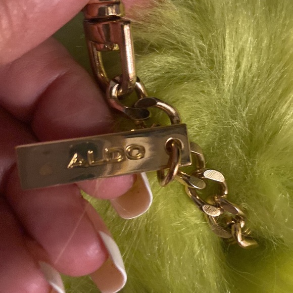 ALDO green fur ball bag charm key chain - Picture 3 of 3